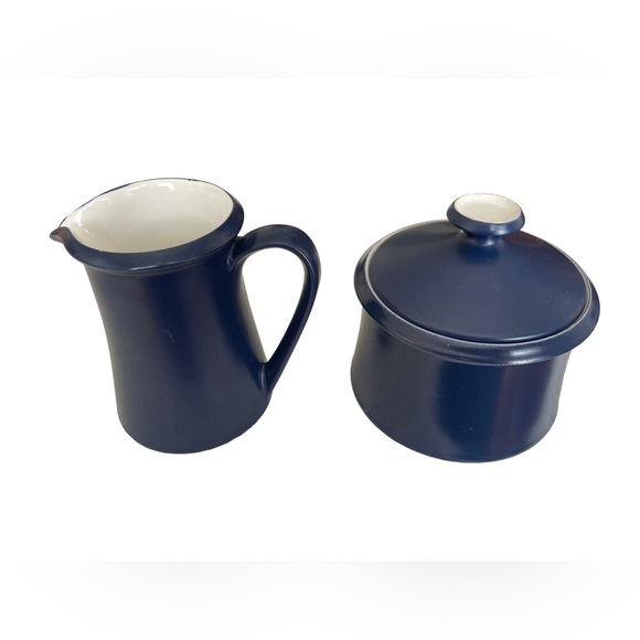 Vintage MCM Blueberry Blue Mexicana by Ben Seibel, MIKASA, Creamer & Sugar set - Picture 3 of 14